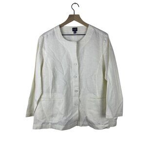 Eileen Fisher 100% Irish Linen Button Up Crew Neck Tunic womens 1X Coastal White